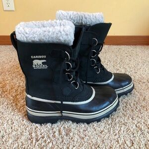 Sorel Black and White Winter Boots